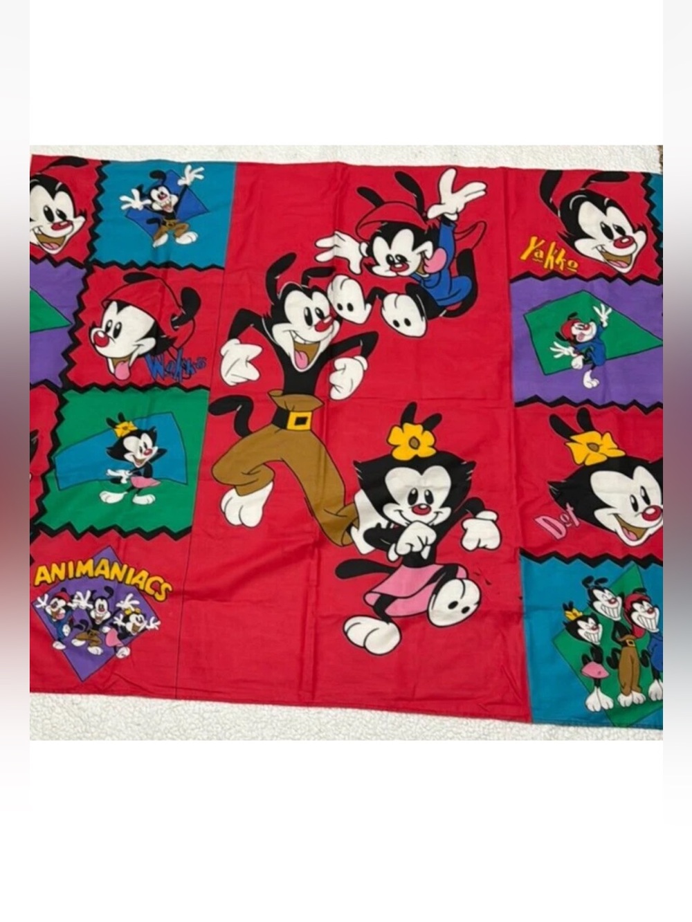 Vintage 90’s ANIMANIACS Cartoon FABRIC Panel Yakko Wakko Dot Craft Sewing